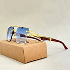 Men’s Square Rimless Sunglasses – Luxury Vintage Designer Style with Modern Fashion Look