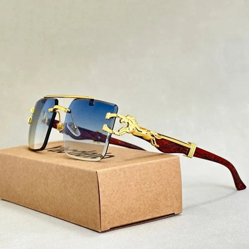 Men’s Square Rimless Sunglasses – Luxury Vintage Designer Style with Modern Fashion Look