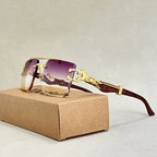 Men’s Square Rimless Sunglasses – Luxury Vintage Designer Style with Modern Fashion Look