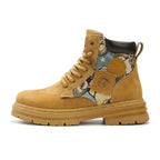 Men’s Low-Top Leather Boots – Motorcycle Style, Comfortable Casual and Outdoor Lace-Up Boots