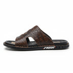 Men’s Genuine Leather Slide Sandals Open-Toe Outdoor Casual Flat Summer Slides