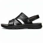 Men’s Genuine Leather Summer Sandals Non-Slip Slip-On Slippers Thick Sole Comfortable Casual Outdoor Shoes