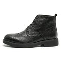 Fashion Vintage British Men’s Ankle Boots – High-Quality Real Leather, Brogue Lace-Up, Autumn/Winter
