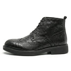 Fashion Vintage British Men’s Ankle Boots – High-Quality Real Leather, Brogue Lace-Up, Autumn/Winter