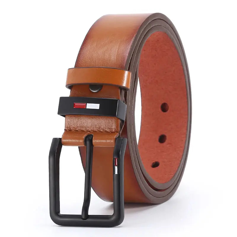 Men’s Classic PU Leather Belt with Alloy Pin Buckle – Business & Casual Waist Belt