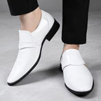 White Leather Classics for Men – New 2025 Patent Leather Business Dress Shoes, Slip-On Party Footwear with Pointed Toe