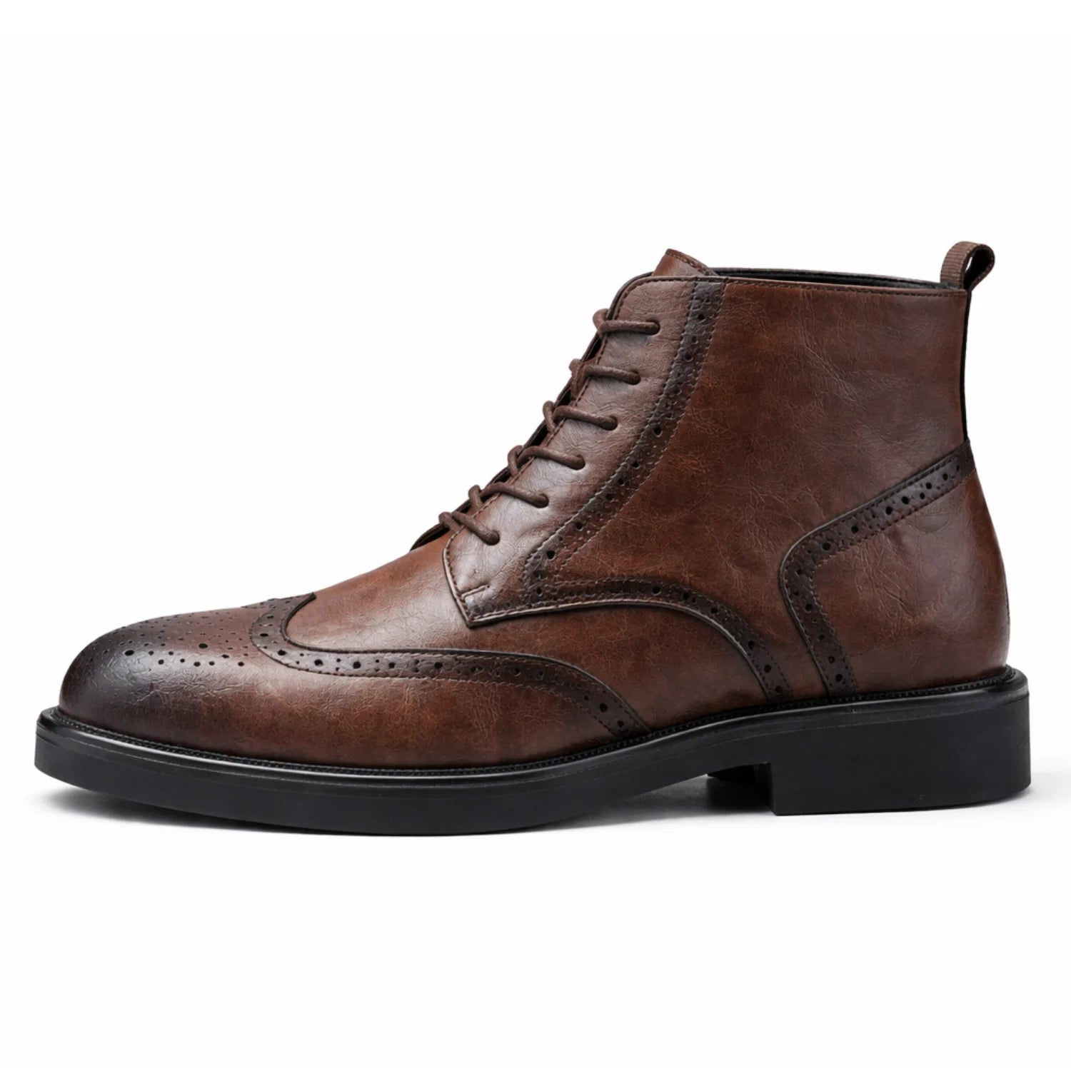 Fashion Vintage British Men’s Ankle Boots – High-Quality Real Leather, Brogue Lace-Up, Autumn/Winter
