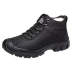 Men’s Winter Snow Boots – Waterproof Lace-Up Leather Ankle Work Boots, Non-Slip Cotton-Lined Footwear