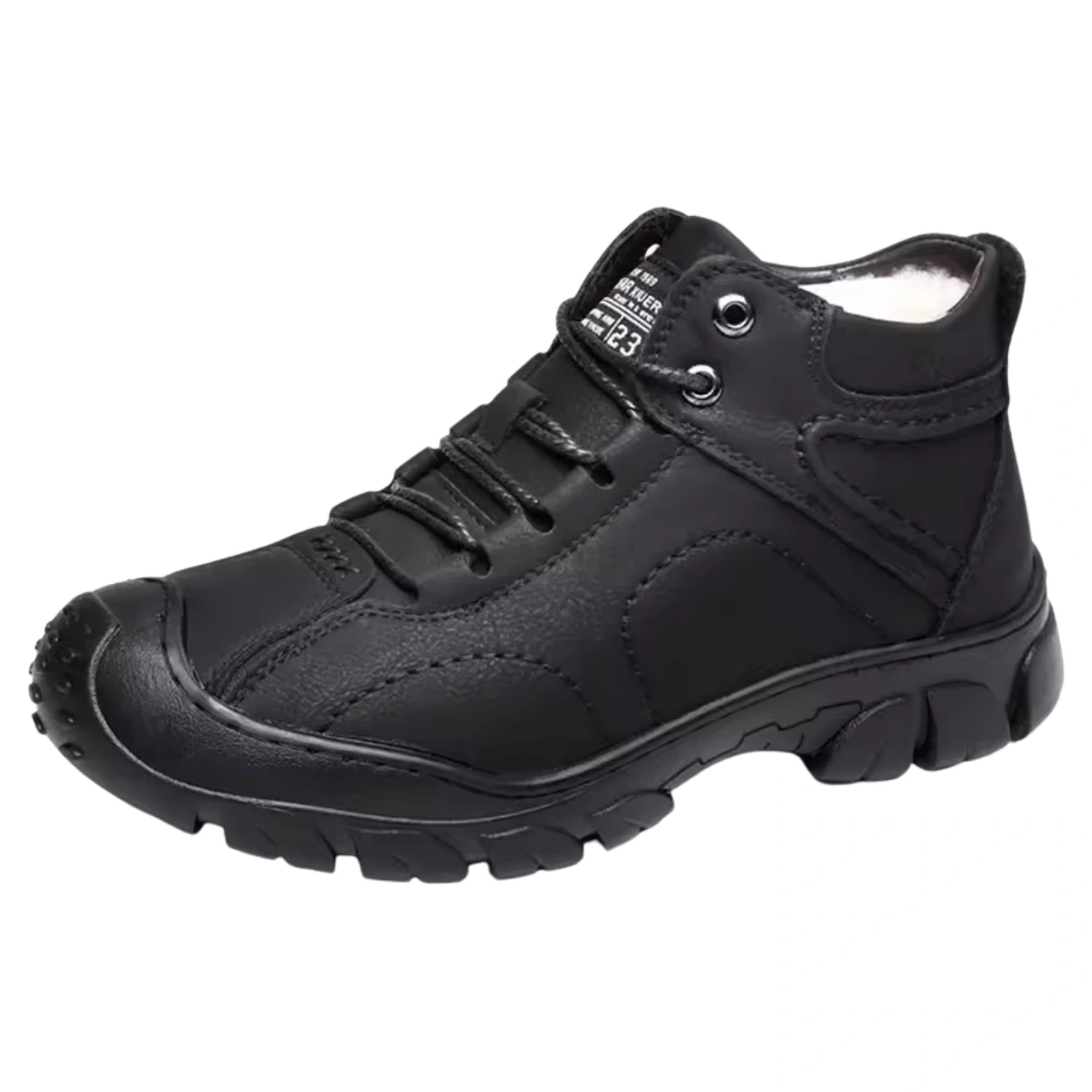Men’s Winter Snow Boots – Waterproof Lace-Up Leather Ankle Work Boots, Non-Slip Cotton-Lined Footwear