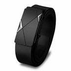 Men’s Luxury Leather Belt with Automatic Buckle – Designer Cowskin Belt, Black, Plus Size
