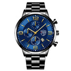 Men’s Luxury Business Quartz Watch with Leather Strap, Stainless Steel Case, Luminous Display & Calendar