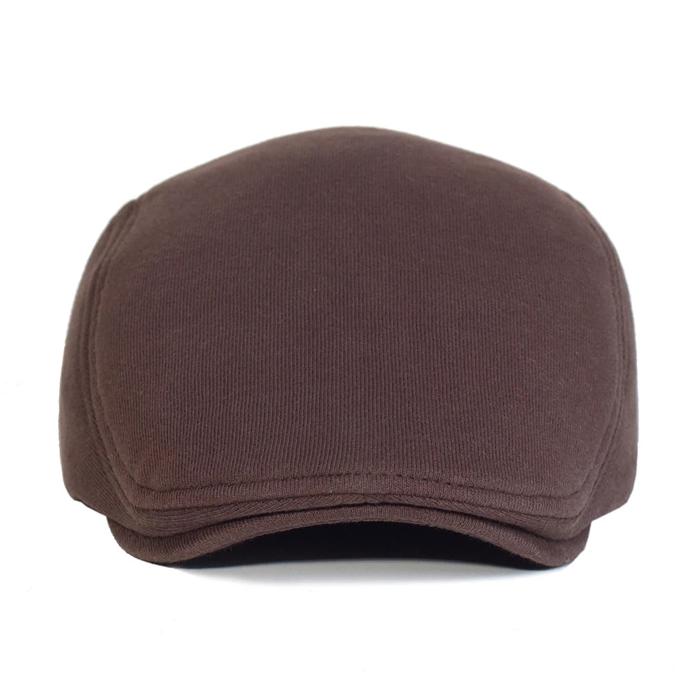 Men’s Cotton Beret – Solid Color Retro Casual Style