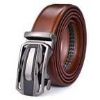 Men’s Leather Ratchet Belt – Dress Belt with Slide Click Automatic Buckle, Plus Size Luxury