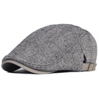 Men’s Winter Beret – Thick Wool Vintage Herringbone Gatsby Style, Adjustable Fit