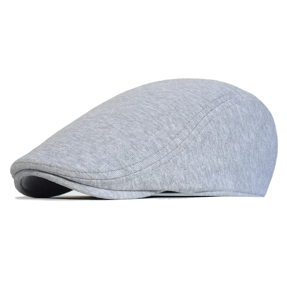 Men’s Cotton Beret – Solid Color Retro Casual Style