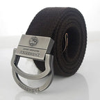 Men & Women Military Canvas Belt – Luxury Double Ring Metal Buckle Tactical Waistband, Jeans & Army Style