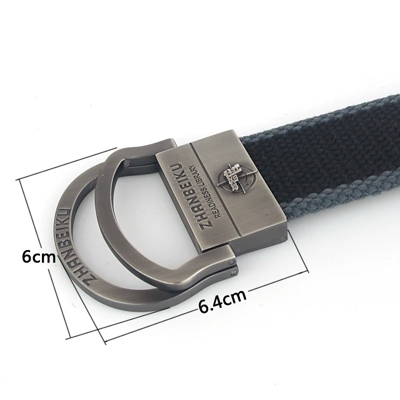 Men & Women Military Canvas Belt – Luxury Double Ring Metal Buckle Tactical Waistband, Jeans & Army Style