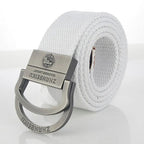 Men & Women Military Canvas Belt – Luxury Double Ring Metal Buckle Tactical Waistband, Jeans & Army Style