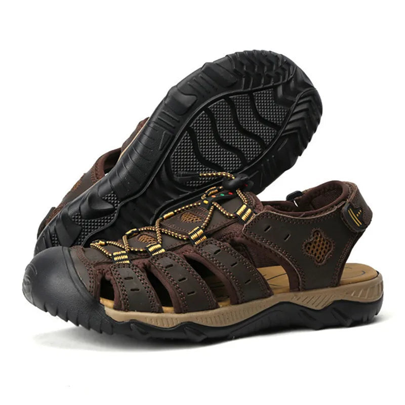 Premium Genuine Leather Sandals – Extended Size Collection, Casual Beach & Outdoor Design