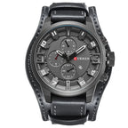 Men’s Luxury Quartz Watch with Leather Strap, Date Display – Sport, Military & Businessa Style