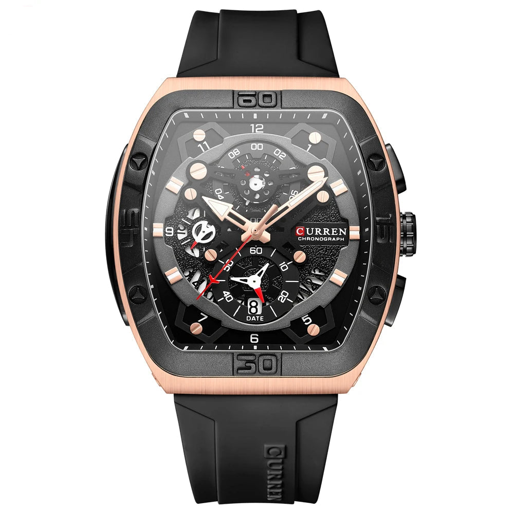 Men’s Luxury Quartz Watch – Business Style with Blue Silicone Band, Luminous Hands and Waterproof Design