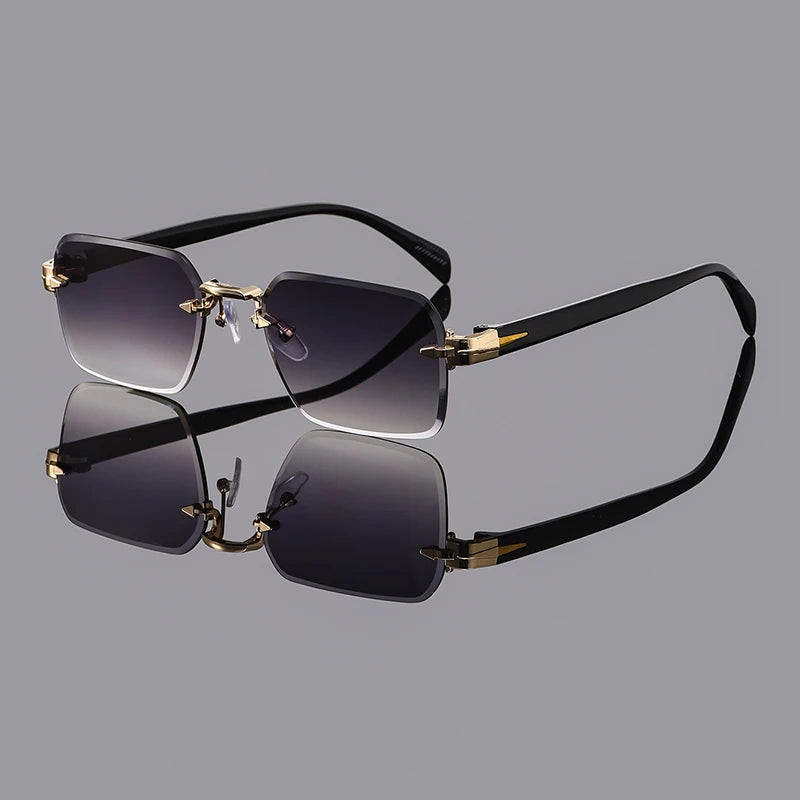 Men’s Retro Rimless Square Glasses – Multicolor Casual Design for Daily Wear, Outdoor, Travel and Street Photography
