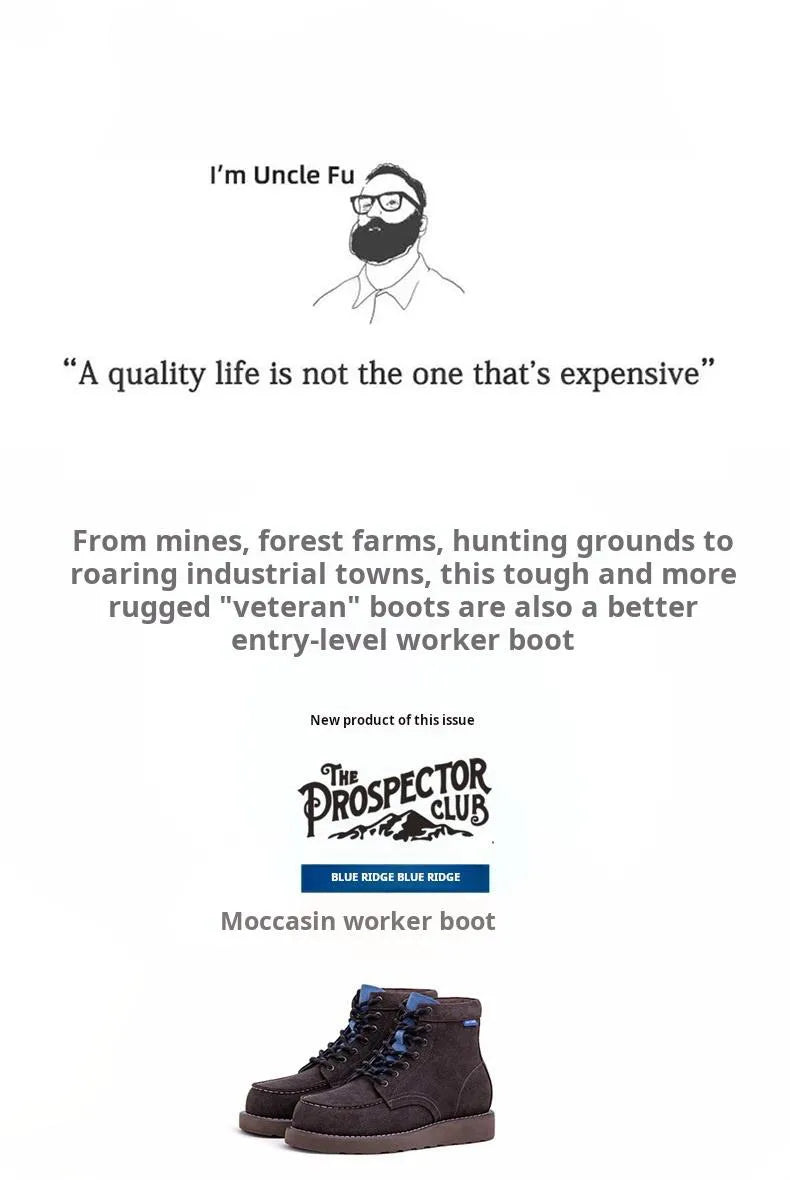 Men’s Retro Low-Top Work Boots – Cow Suede Leather Lace-Up Boots, Chunky Sole, Comfortable Autumn Winter Boots