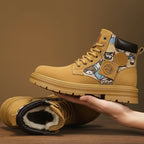 Men’s Low-Top Leather Boots – Motorcycle Style, Comfortable Casual and Outdoor Lace-Up Boots