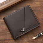Men’s Leather Bifold Wallet – Short Design, Multiple Card & ID Holder, Casual Business Style