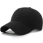 Soft Top Men’s Baseball Cap – Casual Cotton Snapback Outdoor Sport Dad Hat with Three Bars Design
