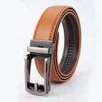 Men’s Leather Belt – Classic Business Cowhide Belt with Alloy Automatic Buckle, Two-Layer Durable Design, Versatile Fashion Accessory