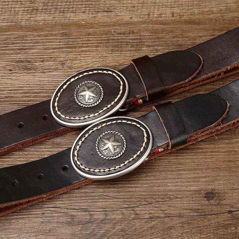 Men’s Genuine Leather Belt – High-Quality Pure Cowhide with Smooth Buckle for Jeans and Casual Wear