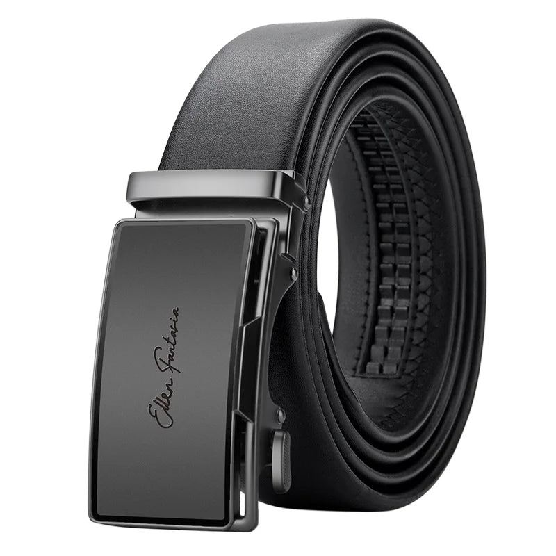 Men’s Genuine Leather Belt – Automatic Waistband for Business, Casual, and Everyday Wear
