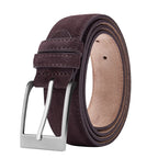 Sude Cow Leather Belt for Men and Women – Plaid Jeans Belt with Pin Buckle, Luxury High-Quality Genuine Leather Leathe