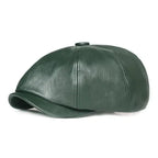Men’s Retro Octagonal PU Leather Beret – Elegant British Style Autumn Fashion Hat