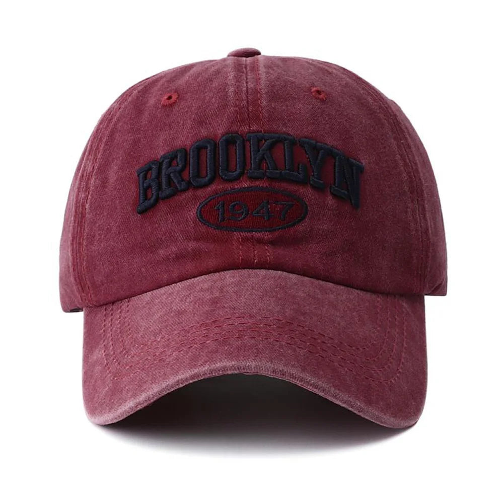 Brooklyn Embroidered Snapback Cap – Vintage Washed Baseball Hat