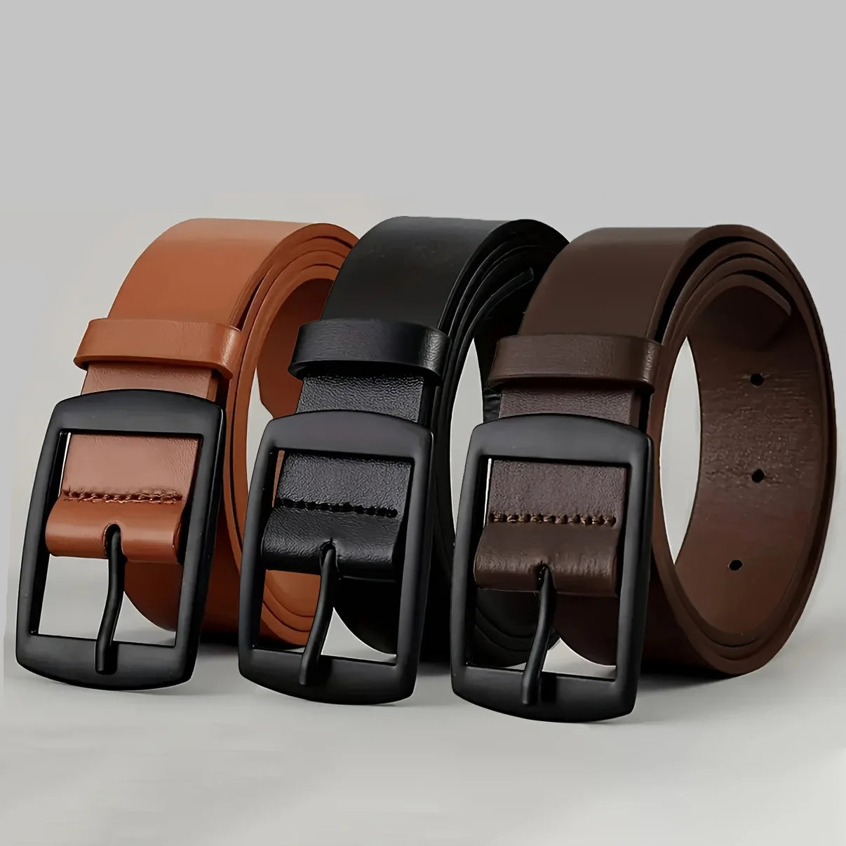Men’s Luxury PU Leather Belt – High-Quality Metal Pin Buckle Designer Waist Belt for Jeans, Plus Size