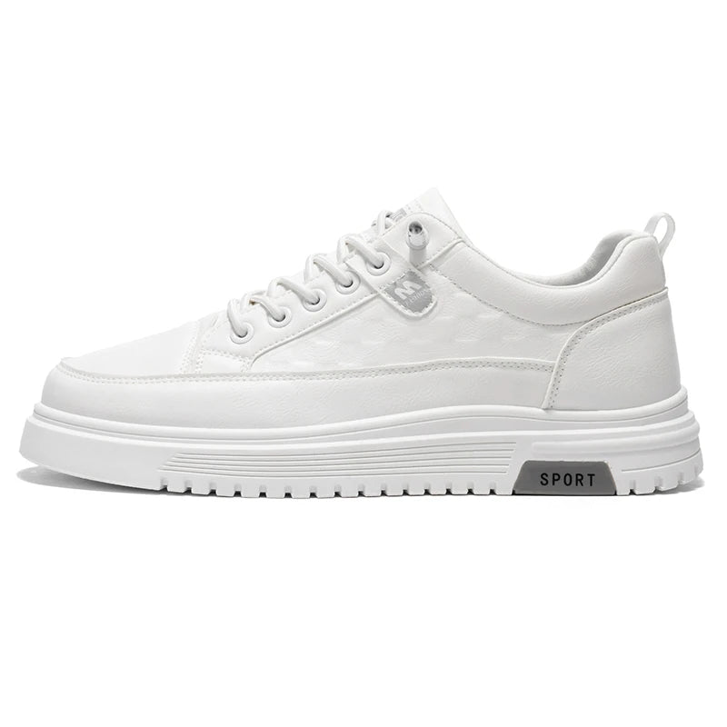 Men’s Sneakers Board Shoes – Soft Leather, Thick Sole, Anti-Slip, Versatile, Spring/Autumn