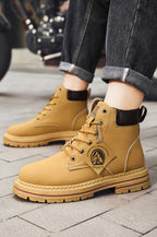 Men’s Leather High-Top Boots – Fashion Motorcycle Ankle Boots, Winter & Spring Casual Lace-Up Footwear