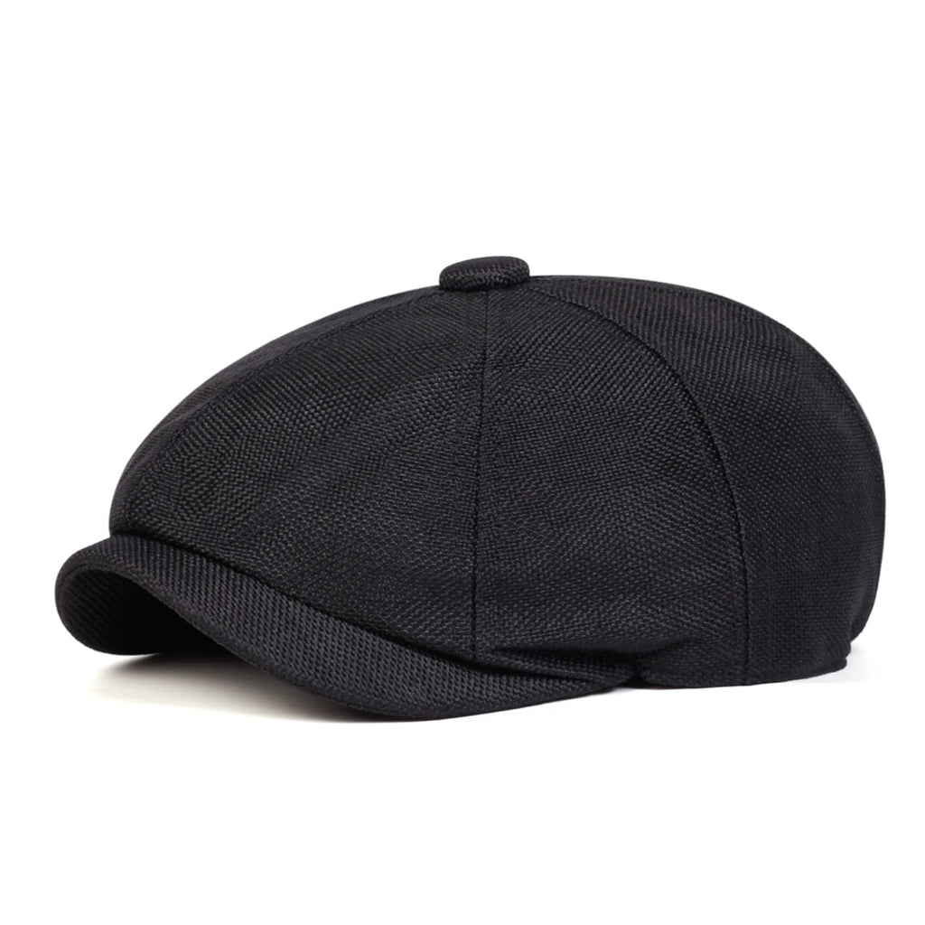 Men’s Solid Color Beret – Lightweight Polyester Casual Beret for Spring and Autumn