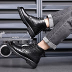 Men’s Mid-Top Leather Boots – Soft, Comfortable, Wear-Resistant, Casual and Work Shoes, Durable Sole