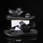 Summer Sandals for Men Outdoor Casual Sport Slippers PU Leather Non-slip Breathable Roman Shoes
