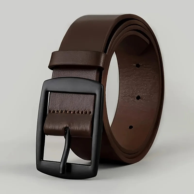Men’s Luxury PU Leather Belt – High-Quality Metal Pin Buckle Designer Waist Belt for Jeans, Plus Size