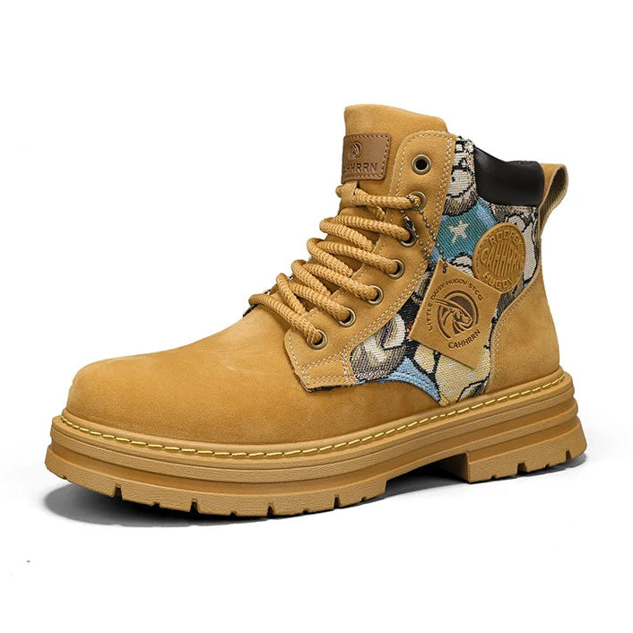 Men’s Low-Top Leather Boots – Motorcycle Style, Comfortable Casual and Outdoor Lace-Up Boots