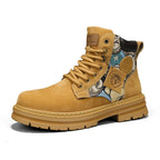 Men’s Low-Top Leather Boots – Motorcycle Style, Comfortable Casual and Outdoor Lace-Up Boots