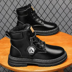 Men’s Leather High-Top Boots – Fashion Motorcycle Ankle Boots, Winter & Spring Casual Lace-Up Footwear
