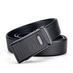 High-Quality Men’s Leather Belt with Metal Automatic Buckle – Work & Business Waistband, Black Cowskin PU Strap