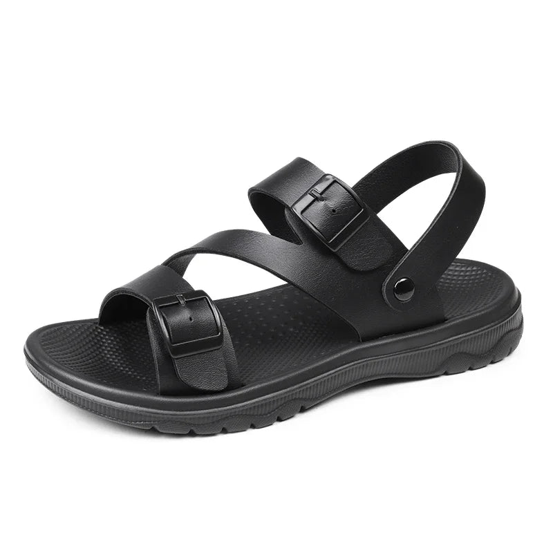 Summer Sandals for Men Outdoor Casual Sport Slippers PU Leather Non-slip Breathable Roman Shoes