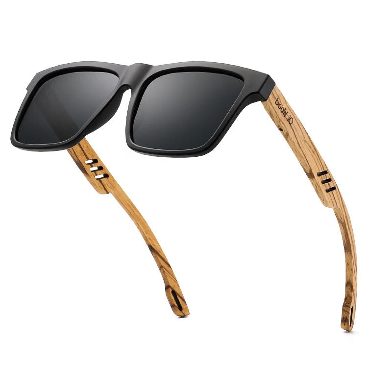 Men’s Square Wooden Polarized Sunglasses – High-Quality Fashion Sports Sun Glasses with Mirror Lenses and UV400 Protection