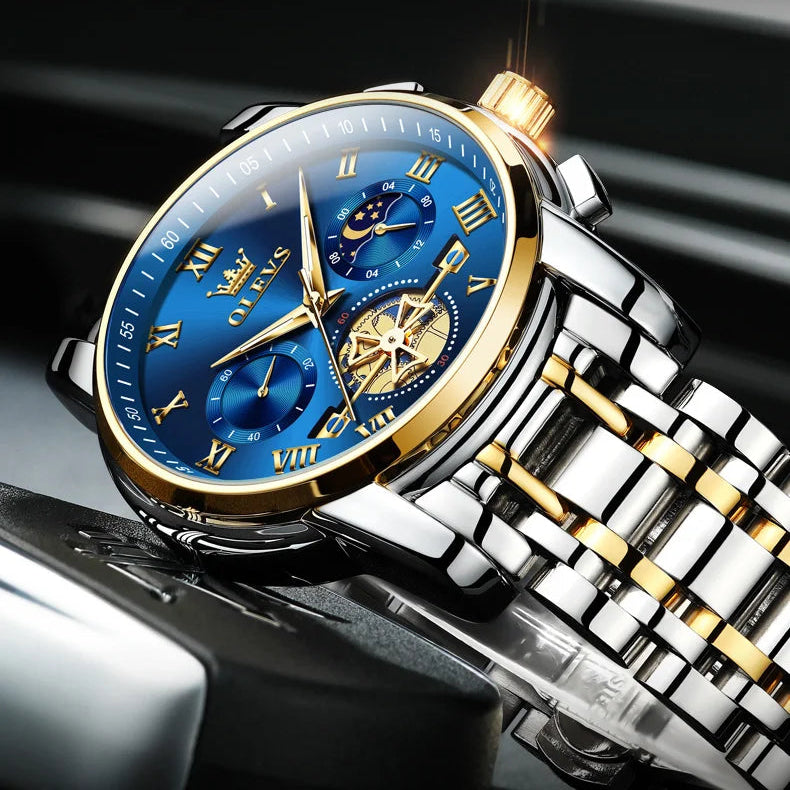 Men’s Luxury Quartz Watch – Classic Roman Dial, Waterproof, Luminous Wristwatch